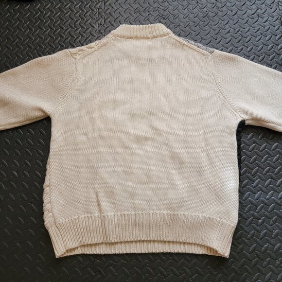 Vintage 100% Wool Cable Knit Ski Sweater, White Black Red Chevron Pattern, XL - Picture 13 of 16